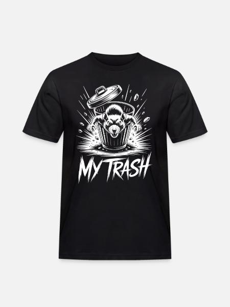 Aggressiivinen rotta roskiksessa – My Trash - Miesten Workwear t-paita - musta