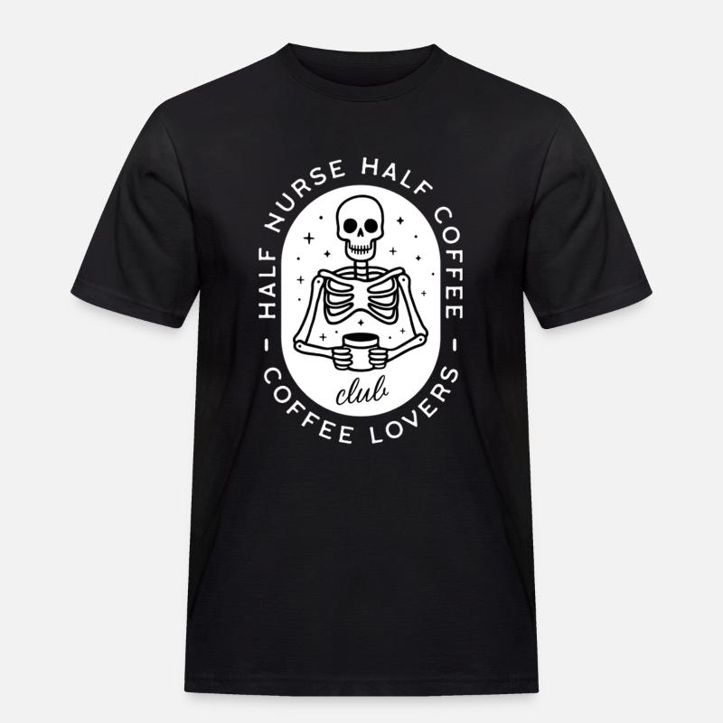 Krankenschwester Kaffee pflegt dunklen Humor-Skelett - Männer Workwear T-Shirt - Schwarz