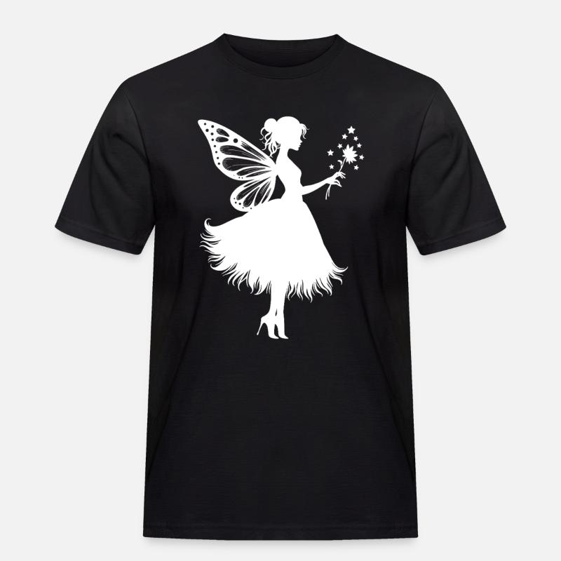 Zauberhafte Fee mit Blume - Männer Workwear T-Shirt - Schwarz