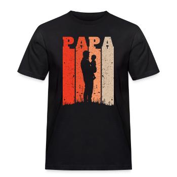 Retro Papa Silhouette – Vintage Style Vatertag - Männer Workwear T-Shirt - Schwarz - Vorne - AI Model Male 178 light (178cm)