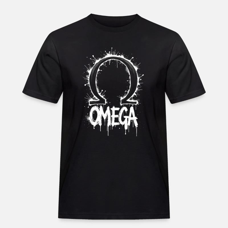 Omega Symbol Splash - Männer Workwear T-Shirt - Schwarz