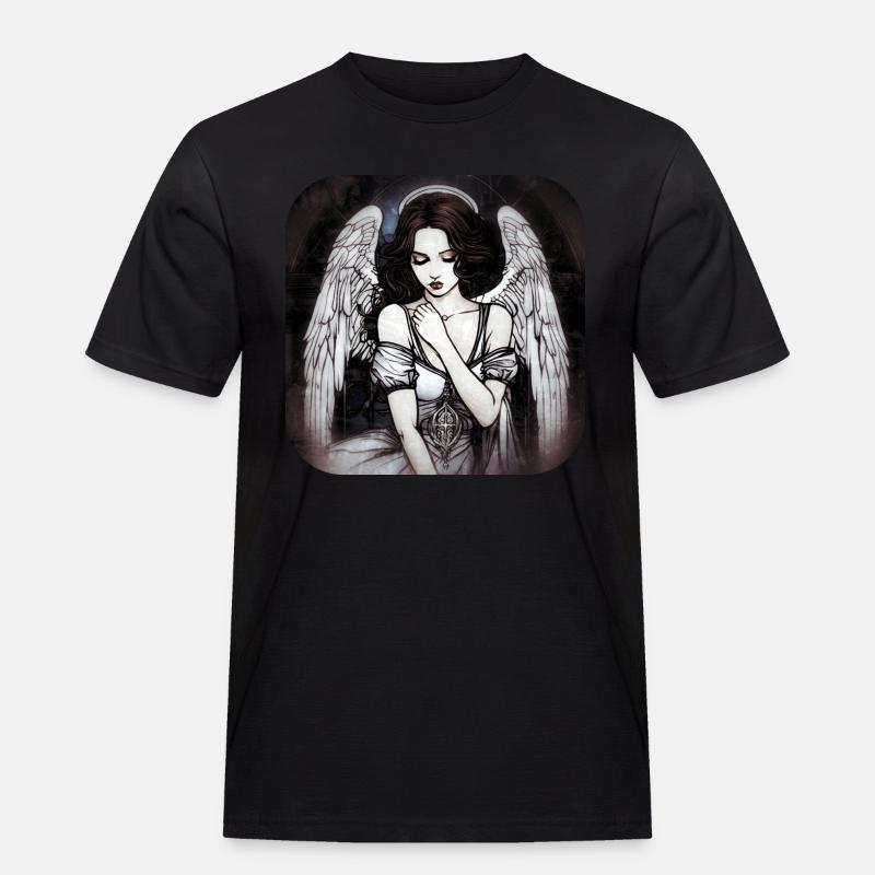 Cooles Gothic Engel II - Männer Workwear T-Shirt - Schwarz
