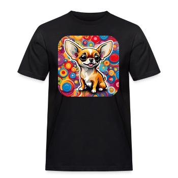 Mignon petit chien chihuahua dans un style comique - T-shirt Workwear homme - noir - Devant - AI Model Male 178 light (178cm)