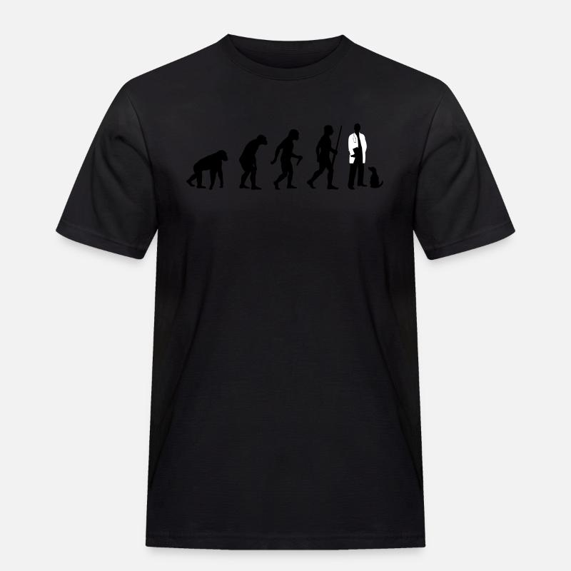 Tierarzt Evolution - Männer Workwear T-Shirt - Schwarz
