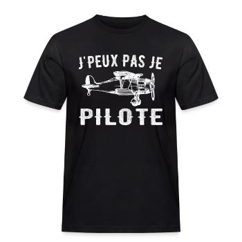 J'peux Pas Je Pilote - Cadeau Rétro Avion - T-shirt Workwear homme - noir - Devant - AI Model Male 178 light (178cm)