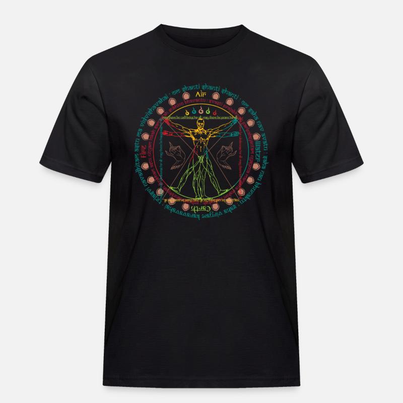 Vitruvian Cosmo Wise Man - Männer Workwear T-Shirt - Schwarz