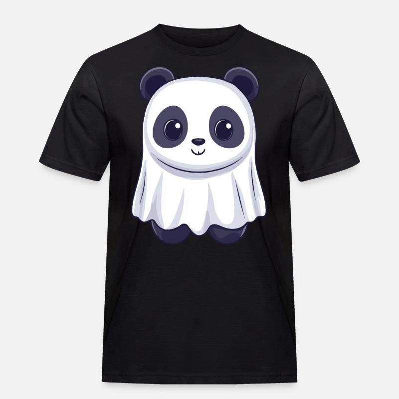 Panda Halloween Comic Ghost - Men's Workwear T-Shirt - black