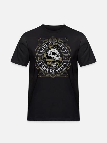 skull and snake - Männer Workwear T-Shirt - Schwarz