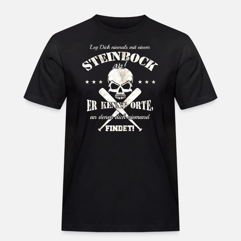 Steinbock - Männer Workwear T-Shirt - Schwarz