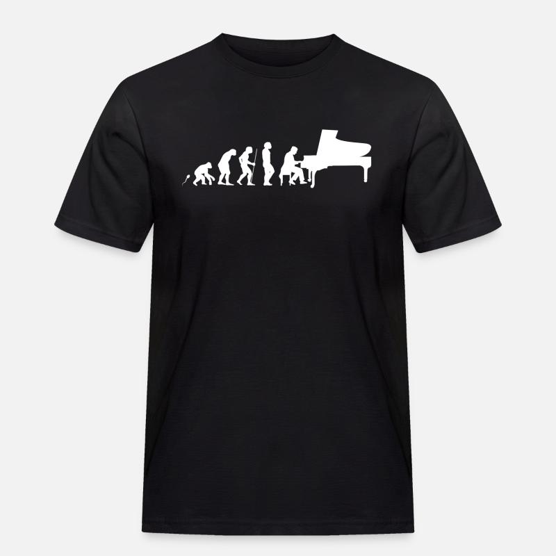 Pianist Evolution Fun Shirt - Männer Workwear T-Shirt - Schwarz
