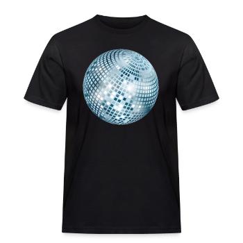 Disco Ball / Mirror Ball / Disco (Argent, PNG) - T-shirt Workwear homme - noir - Devant - AI Model Male 178 light (178cm)