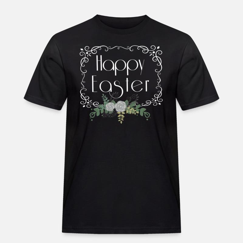 Happy Easter - Männer Workwear T-Shirt - Schwarz