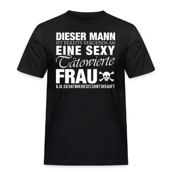Tätowierte Frau - Männer Workwear T-Shirt - Schwarz - Vorne - AI Model Male 178 light (178cm)