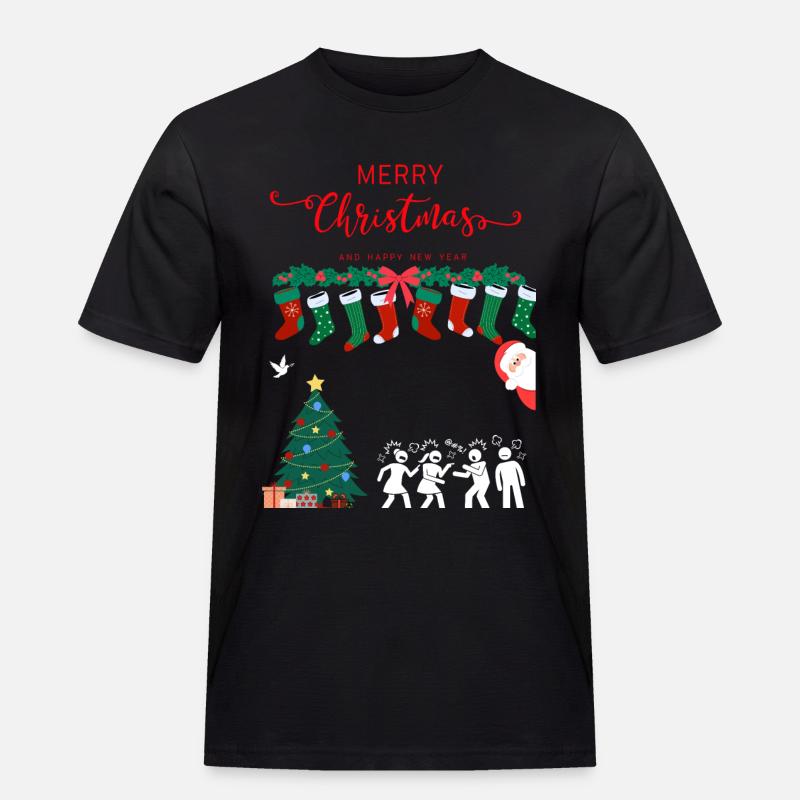 Frohe Weihnachten - Männer Workwear T-Shirt - Schwarz