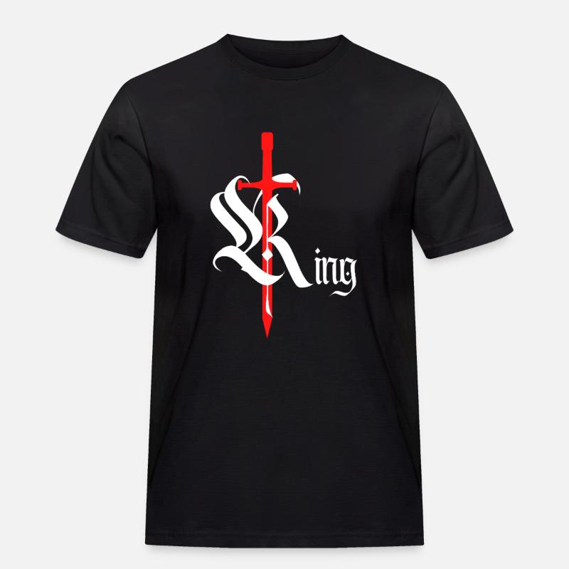 Gothic King Design mit schwertweißem Text - Männer Workwear T-Shirt - Schwarz