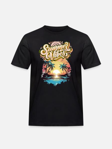Summer Mood Palm Trees Sunset - Men's Workwear T-Shirt - black