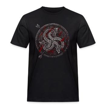 Viking Shield of Dragons – Triskelion - Men's Workwear T-Shirt - black - Front - AI Model Male 178 light (178cm)