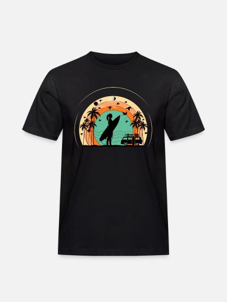 Surf retro sunset - Men's Workwear T-Shirt - black