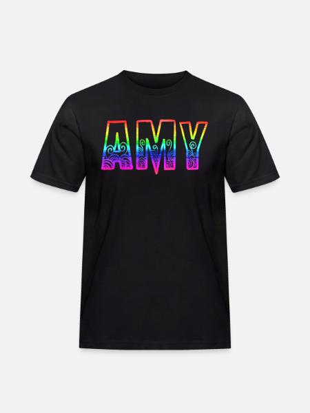 amy rs regenbogen - Männer Workwear T-Shirt - Schwarz