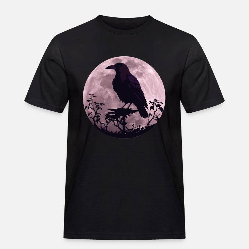 Raven in full moon light - Men's Workwear T-Shirt - black