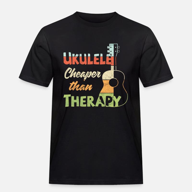 Ukulele! Cheaper than therapy - Männer Workwear T-Shirt - Schwarz