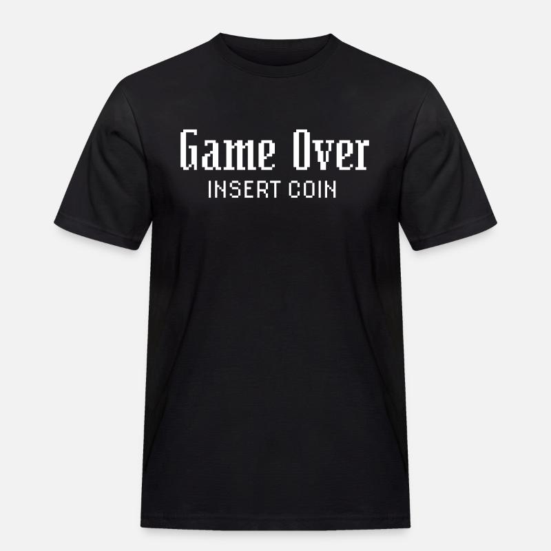 Game Over Insert Coin - Männer Workwear T-Shirt - Schwarz
