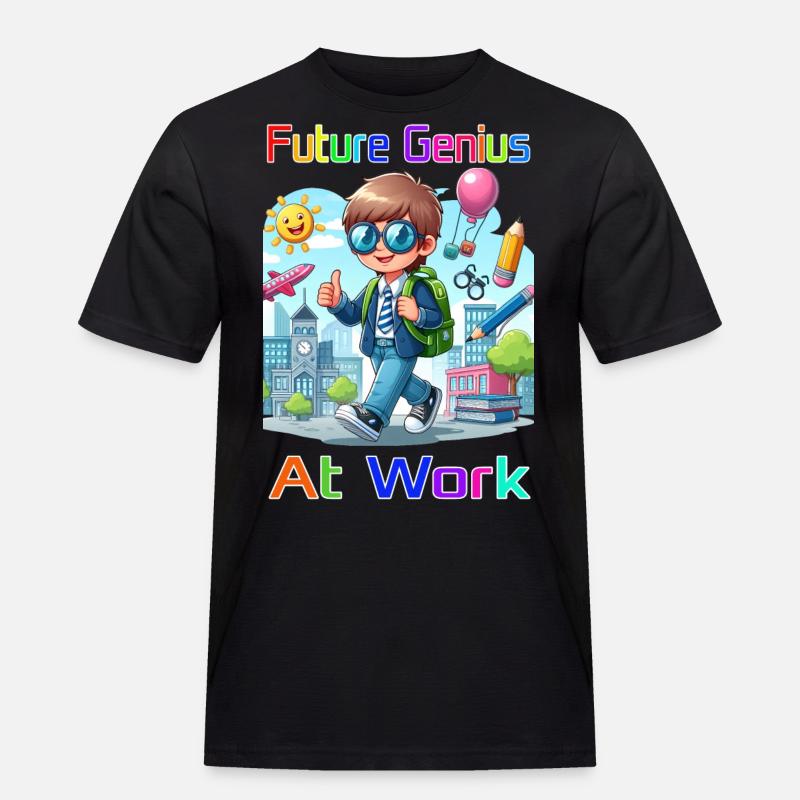 Future Genius at work - Männer Workwear T-Shirt - Schwarz