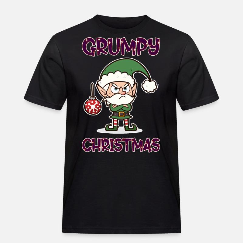 Grumpy Christmas Elf - Männer Workwear T-Shirt - Schwarz