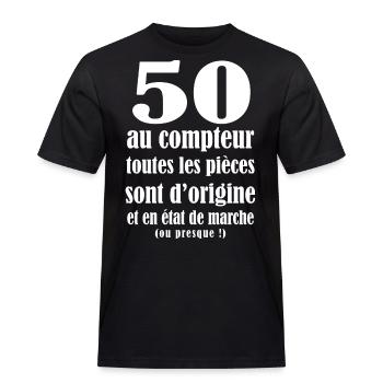 50 ans humour 50 E anniverdaire 50 Ans - T-shirt Workwear homme - noir - Devant - AI Model Male 178 light (178cm)