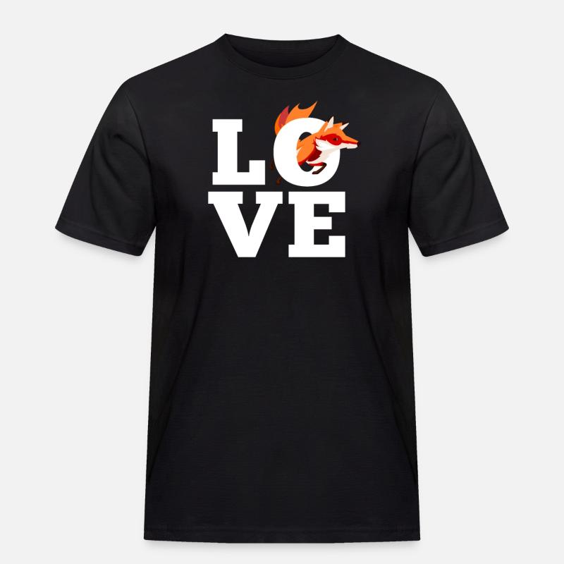 Fuchs Love Fox - Männer Workwear T-Shirt - Schwarz