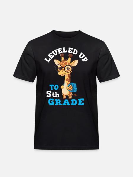 Uppgraderad till 5:e klass - Funny Giraffe - Arbets-T-shirt herr - svart