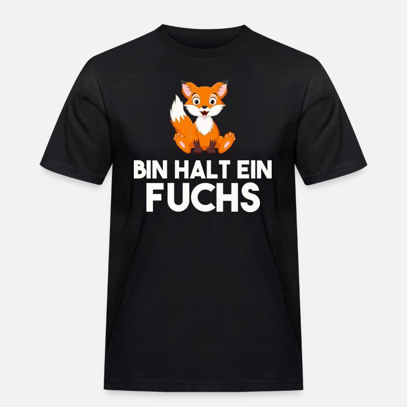 Bin Halt Ein Fuchs - Männer Workwear T-Shirt - Schwarz