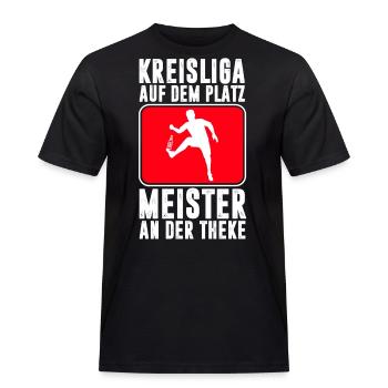 KREISLIGA / BIER / SPORT / FUßBALL - Männer Workwear T-Shirt - Schwarz - Vorne - AI Model Male 178 light (178cm)