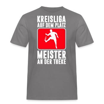 KREISLIGA / BIER / SPORT / FUßBALL - Männer Workwear T-Shirt - Grau - Vorne - AI Model Male 185 dark (185cm)