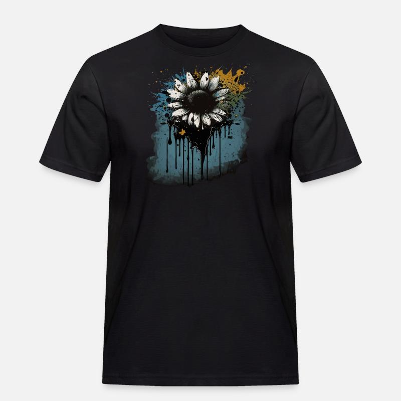 Gänseblümchen - Männer Workwear T-Shirt - Schwarz