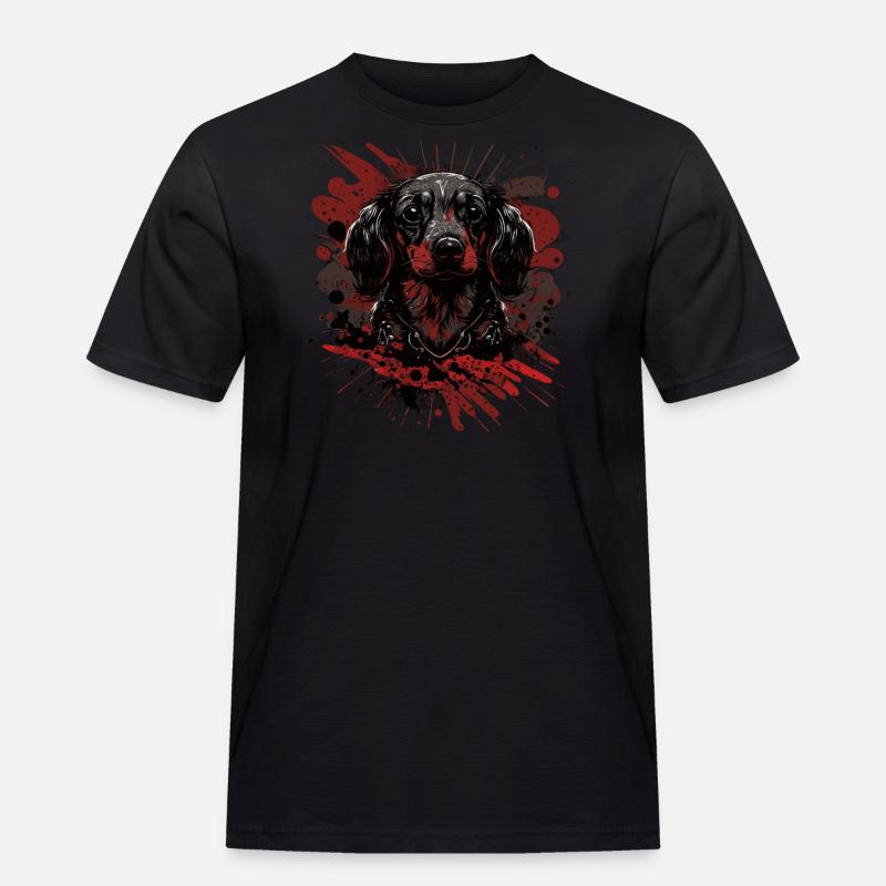 Dackel Welpe - Männer Workwear T-Shirt - Schwarz
