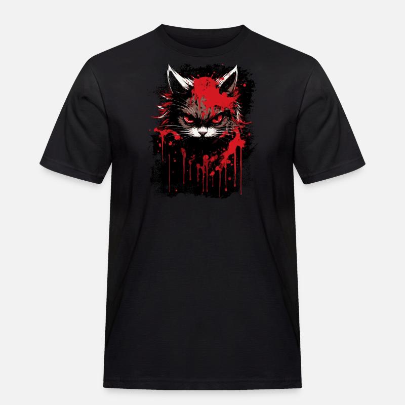 Katze hat schlechte Laune - Männer Workwear T-Shirt - Schwarz