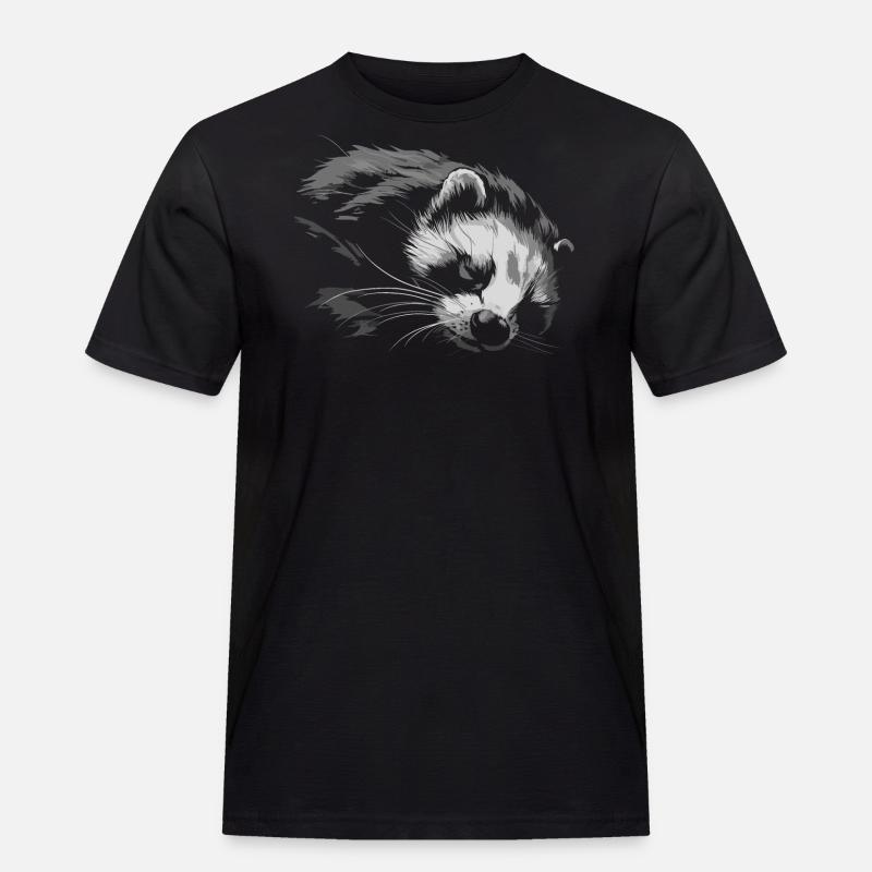 Frettchen ist müde - Männer Workwear T-Shirt - Schwarz