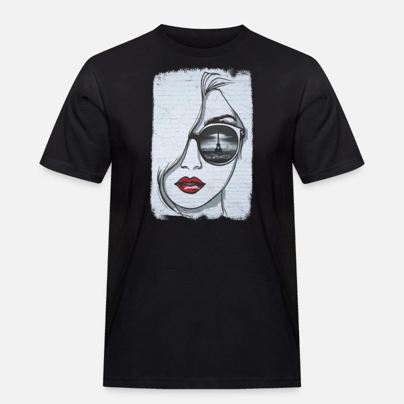 Graffiti-Mädchen in Paris - Männer Workwear T-Shirt - Schwarz