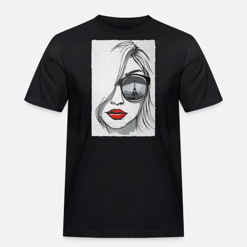 Graffiti-Mädchen in Paris - Eiffelturm - Männer Workwear T-Shirt - Schwarz