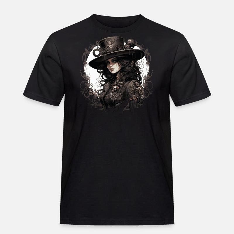 Emo Cowboy Steampunk Mädchen - Männer Workwear T-Shirt - Schwarz