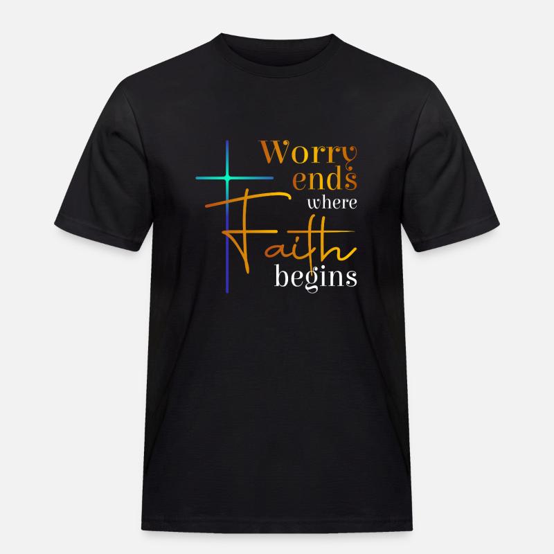 Worry ends - Männer Workwear T-Shirt - Schwarz
