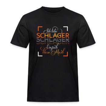 Ik hou van Schlager - Mannen Workwear T-shirt - zwart - Voor - AI Model Male 178 light (178cm)