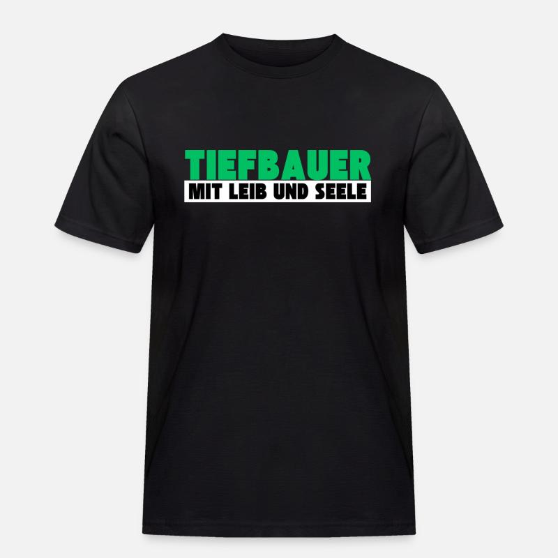 Tiefbauer mit Leib und Seele - Männer Workwear T-Shirt - Schwarz