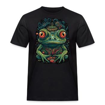 Trippy Frosch - Psychedelisches Motiv - Männer Workwear T-Shirt - Schwarz - Vorne - AI Model Male 178 light (178cm)