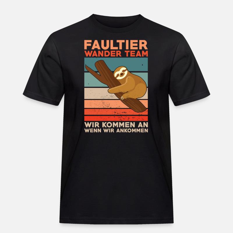 Faultier Wanderteam - Männer Workwear T-Shirt - Schwarz