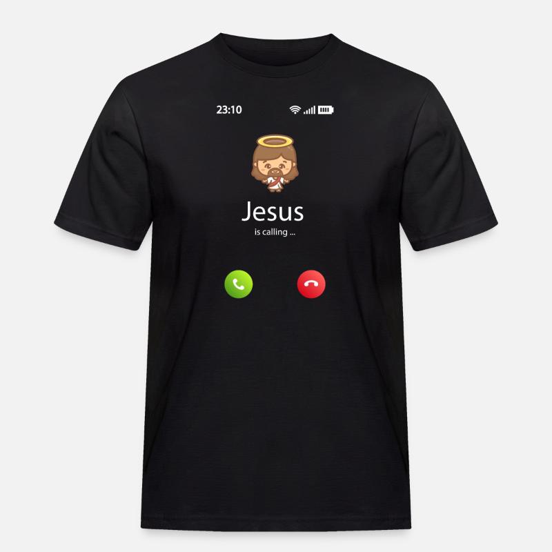 Jesus is calling - Männer Workwear T-Shirt - Schwarz