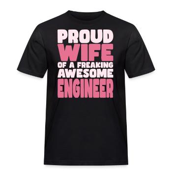 Stolze Ehefrau Eines Verdammt Guten Ingenieurs - Männer Workwear T-Shirt - Schwarz - Vorne - AI Model Male 178 light (178cm)