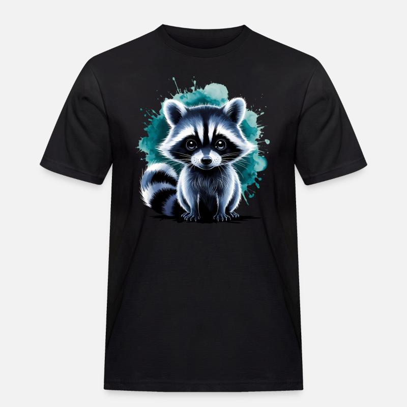 Süßer Waschbär - Männer Workwear T-Shirt - Schwarz