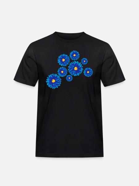 Flowers - Männer Workwear T-Shirt - Schwarz